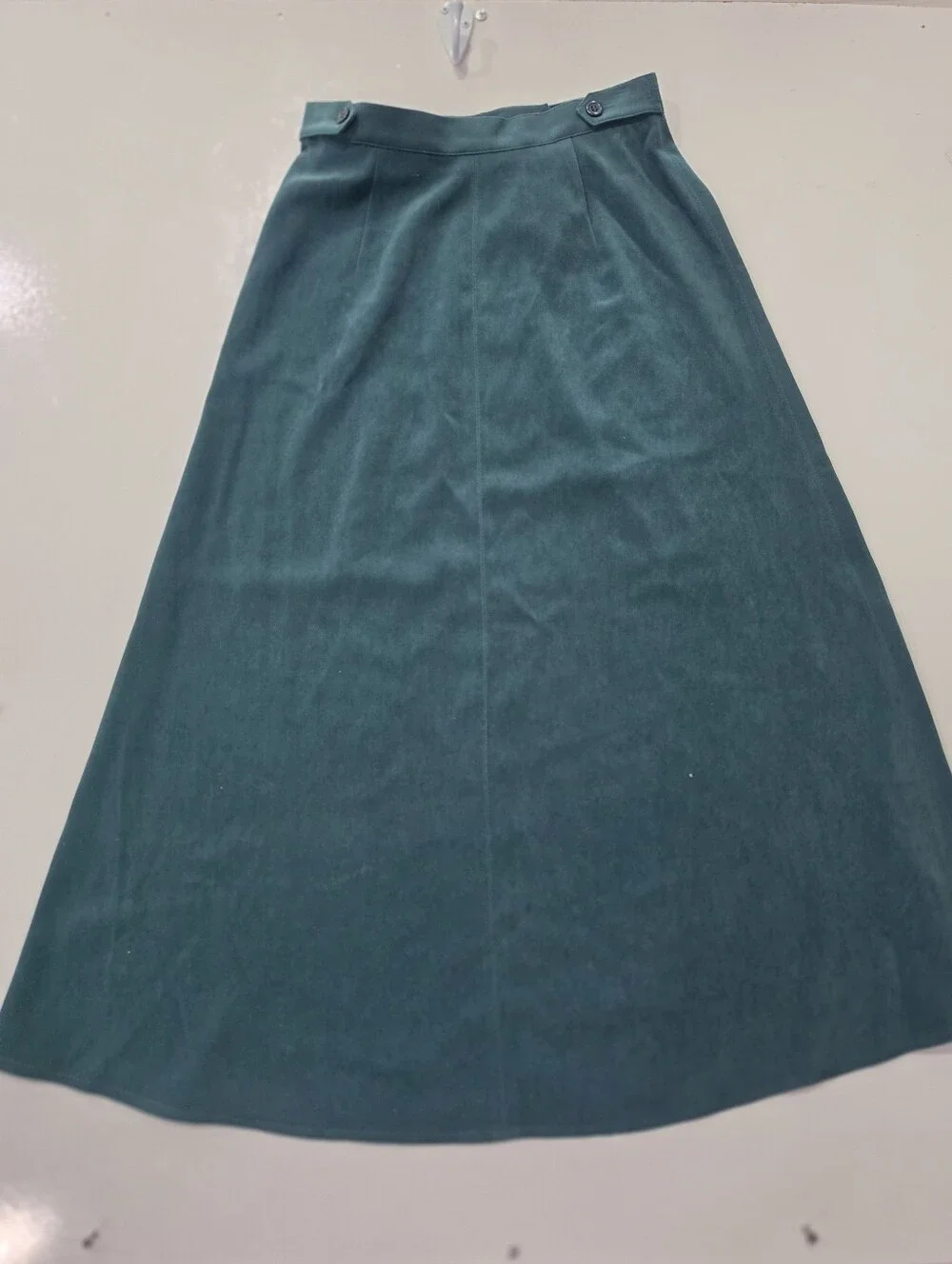 NWT Vintage Talbots Emerald Grn Velvet A-Line Midi Skirt Side Button Waist Sz 4